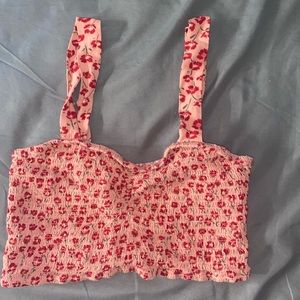 PacSun Lottie Moss Red Pink Flower Floral Cropped Tank Top Crop Top XS